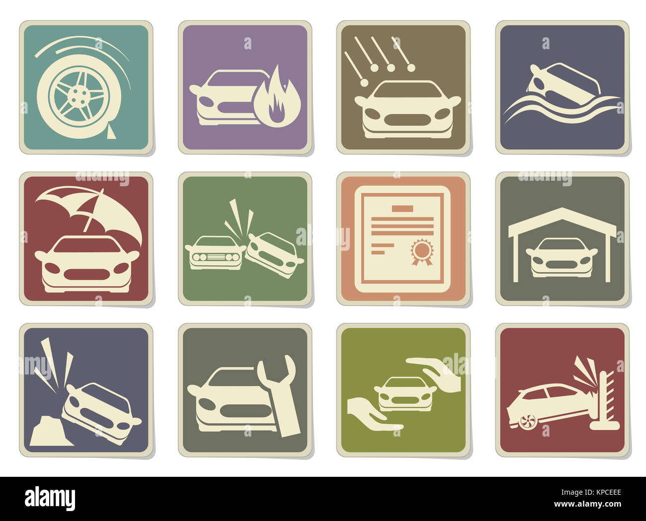Iconos de seguro de coche Foto de stock