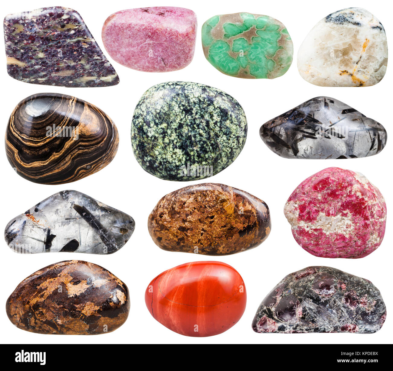 Colección de minerales naturales piedras preciosas volteada
