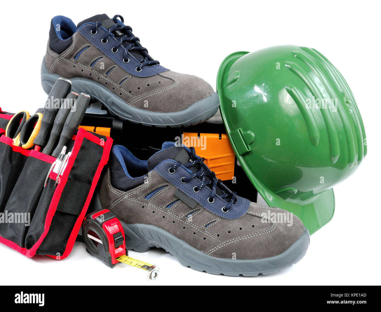Zapatos trabajo pesado en el sitio de construcción Fotografía de stock - Alamy