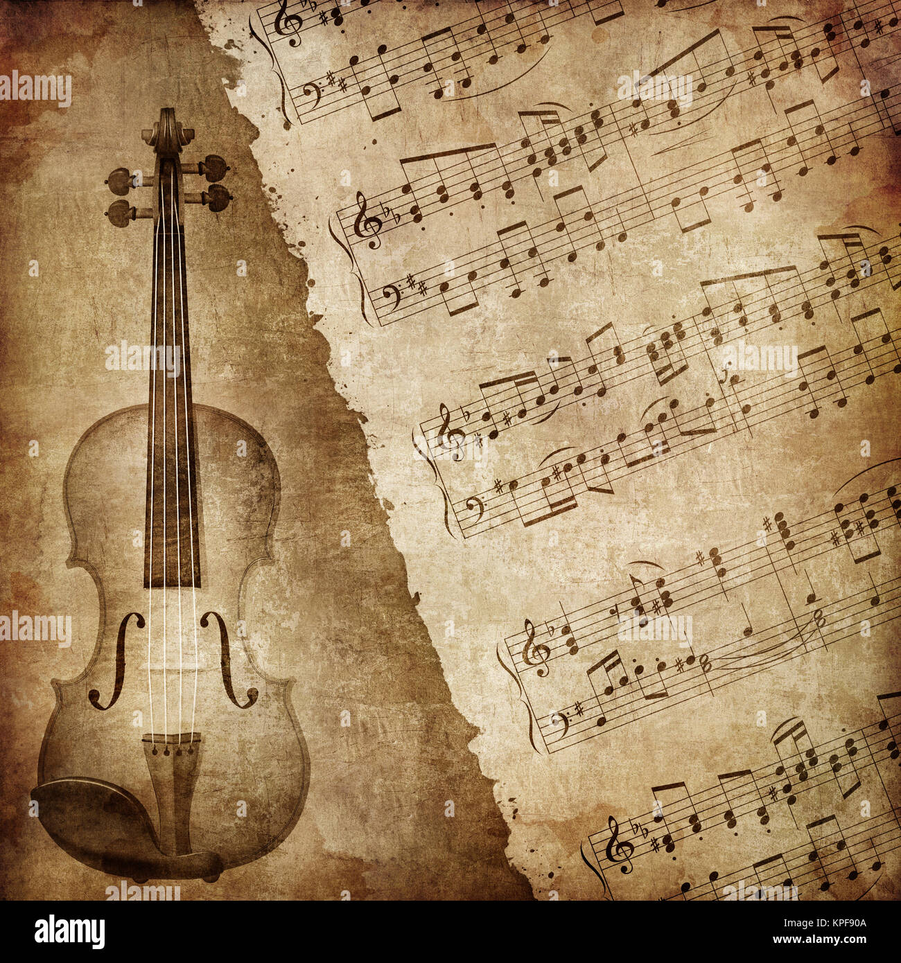 Papel Antiguo. Música Retro Textura del fondo con el violín clásico  Fotografía de stock - Alamy