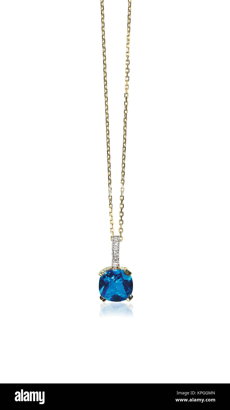 Zafiro azul gemstone birthstone collar con diamantes Fotografía de stock -  Alamy