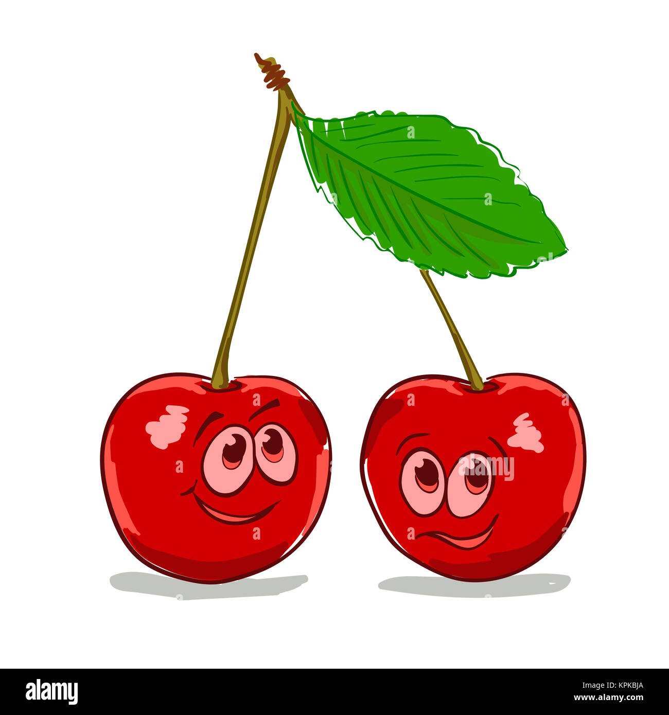 Cartoon cherry par sonriente ilustración vectorial sobre fondo blanco