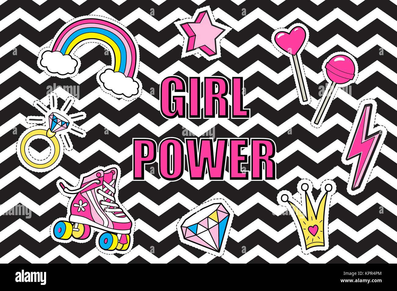 Girl Power cute poster.Vector Ilustración del Vector