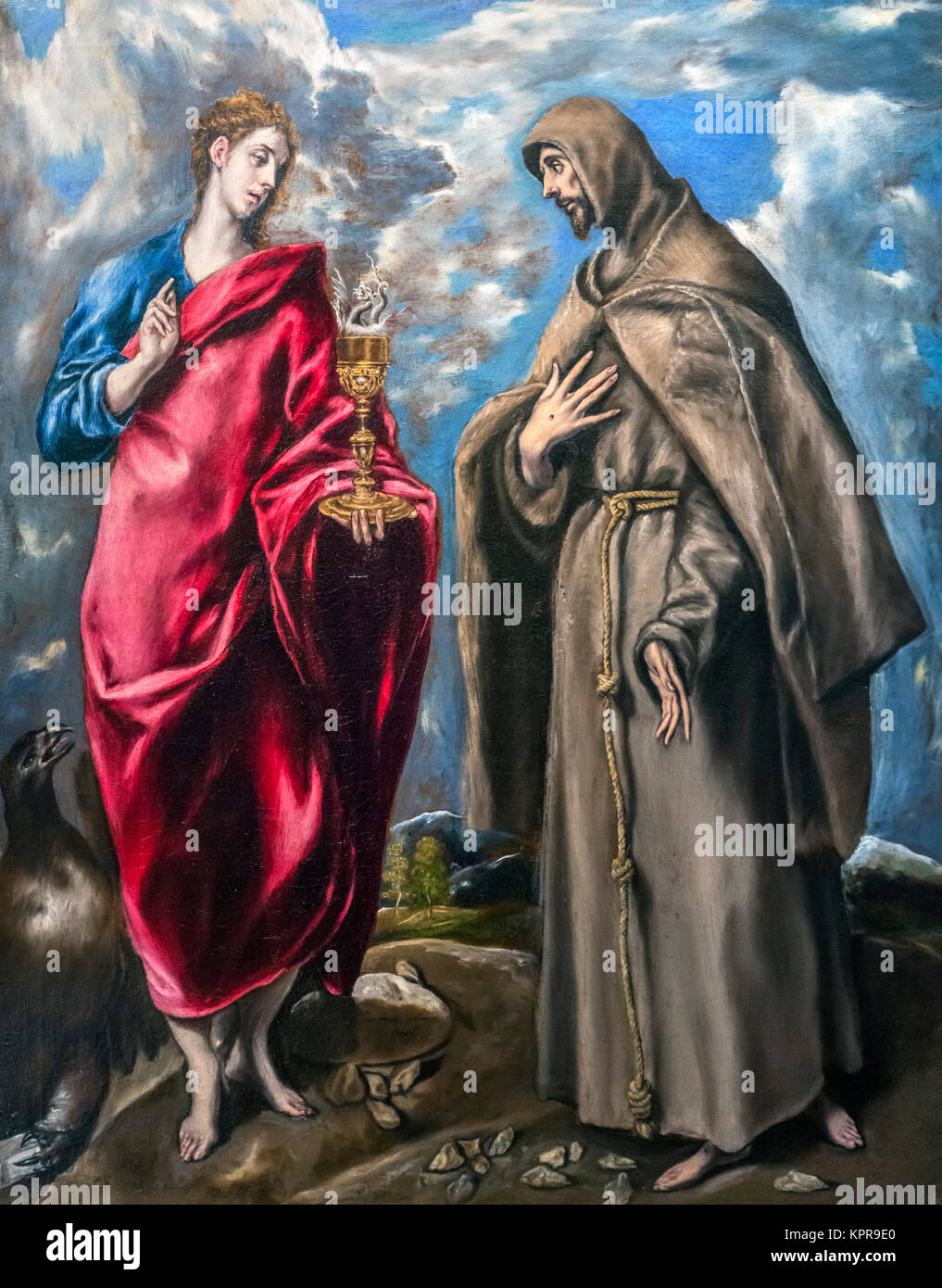 El evangelista san Juan y de San Francisco de El Greco (Doménikos Theotokópoulos, 1541-1614), óleo sobre lienzo, c.1600. Foto de stock