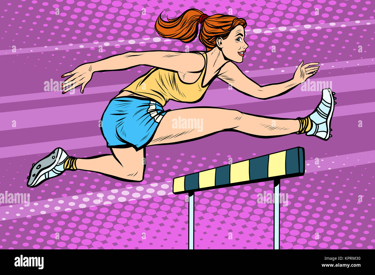 Carreras de obstáculos de atletismo hermosa niña Fotografía de stock - Alamy