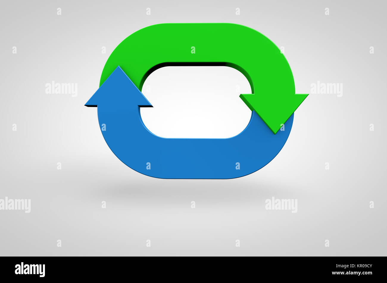 Dos flechas ciclo plan de negocios infografía 3D diagrama de diseño ilustración sobre fondo gris. Foto de stock