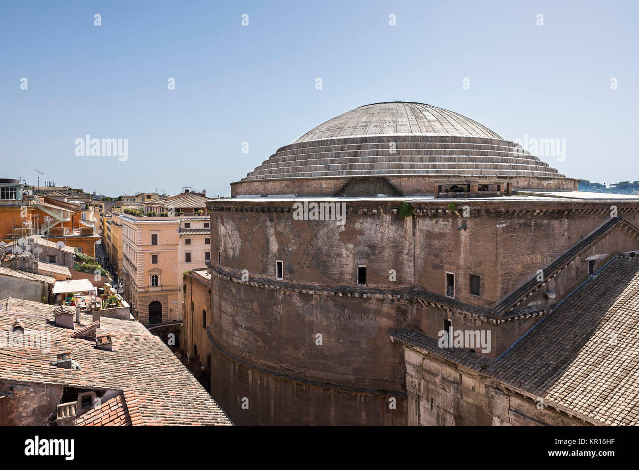 Vista exterior del panteón romano Roma Italia Foto de stock