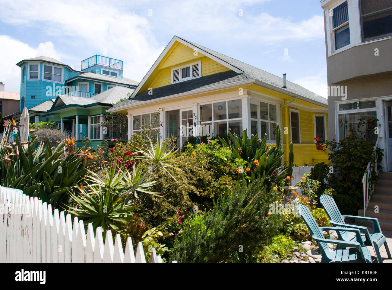 casas coloridas en venice beach, california Foto de stock