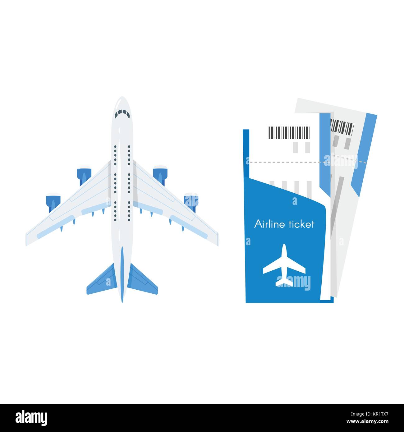 Avión con billetes de avión. Ilustración del Vector