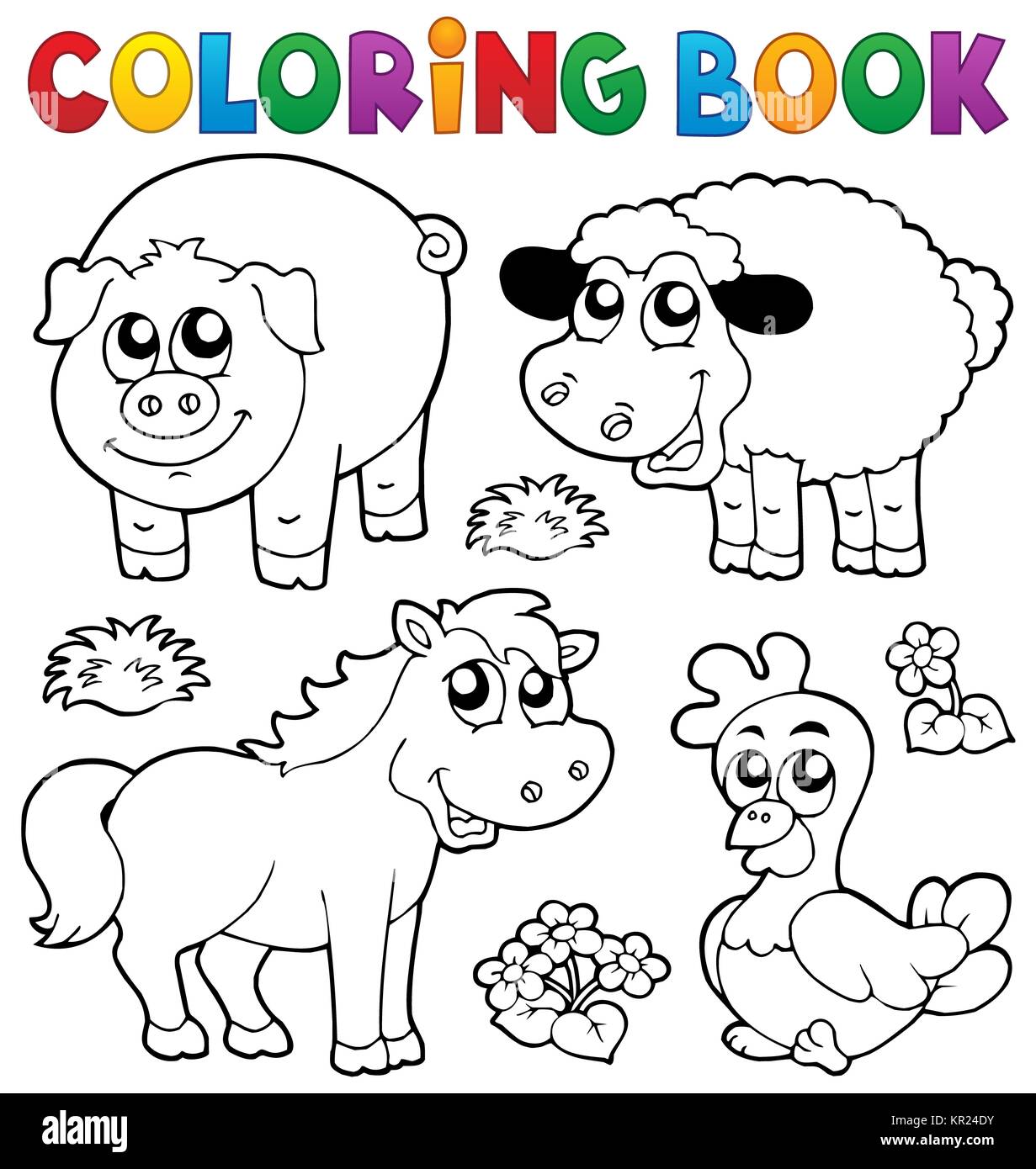 Libro para colorear con animales de granja 5 Fotografía de stock - Alamy