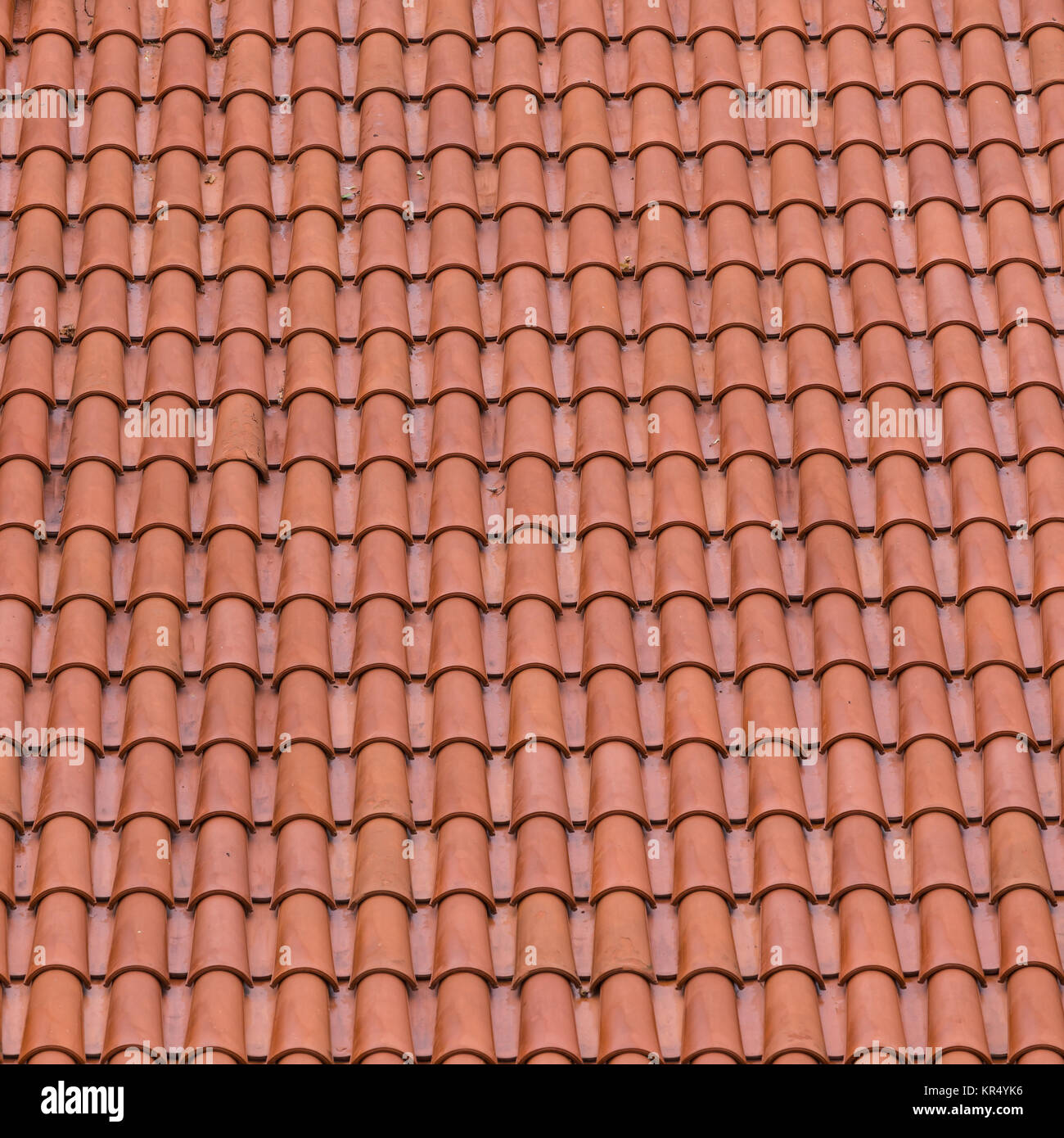 Acercamiento de los techos de tejas de arcilla roja Foto de stock