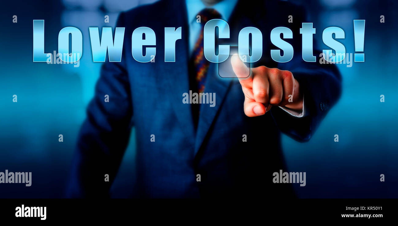 Business Manager toca bajar los costos! Foto de stock
