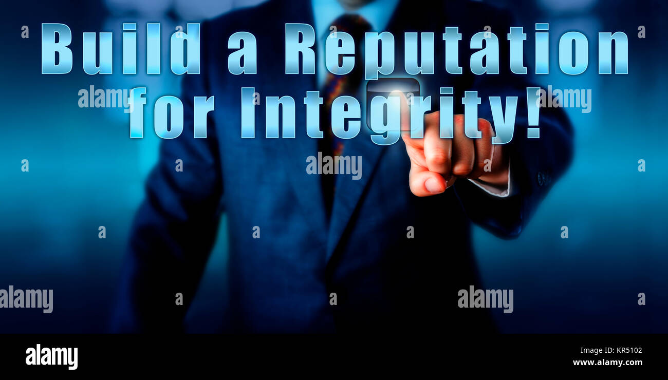 Entrenador pulsando construir una reputación de integridad! Foto de stock