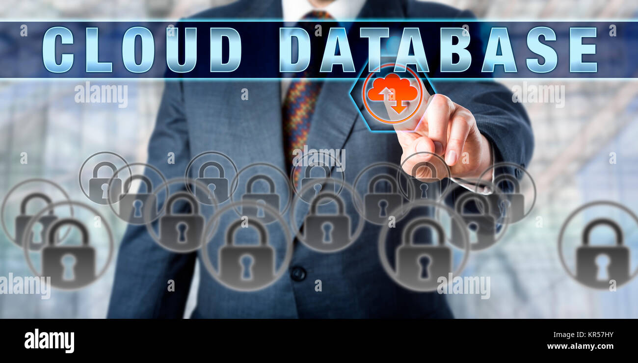 Administrador de base de datos Datos empujando la nube Foto de stock