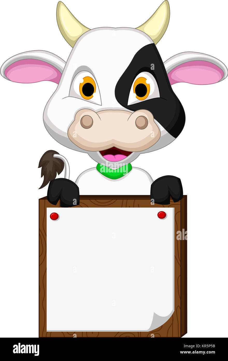 Cute Dibujos Animados De Vaca La Celebracion De Firmar En Blanco Fotografia De Stock Alamy