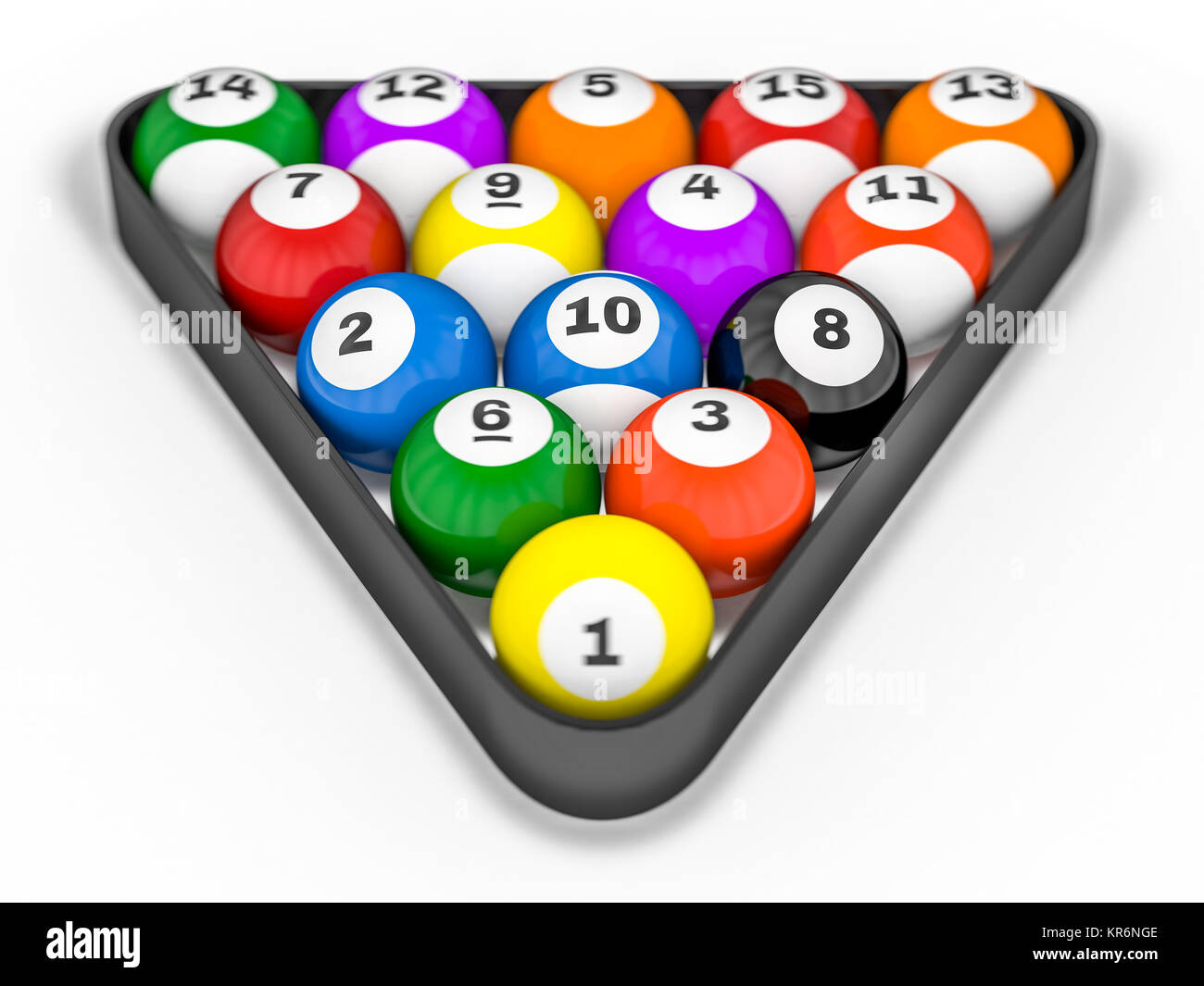 Bolas de billar pool en la posición inicial. 3D rendering Fotografía de  stock - Alamy