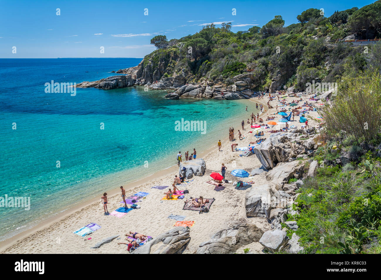 Espectáculo escénico de Cavoli Beach en la Isla de Elba, en la Toscana, Italia. Foto de stock