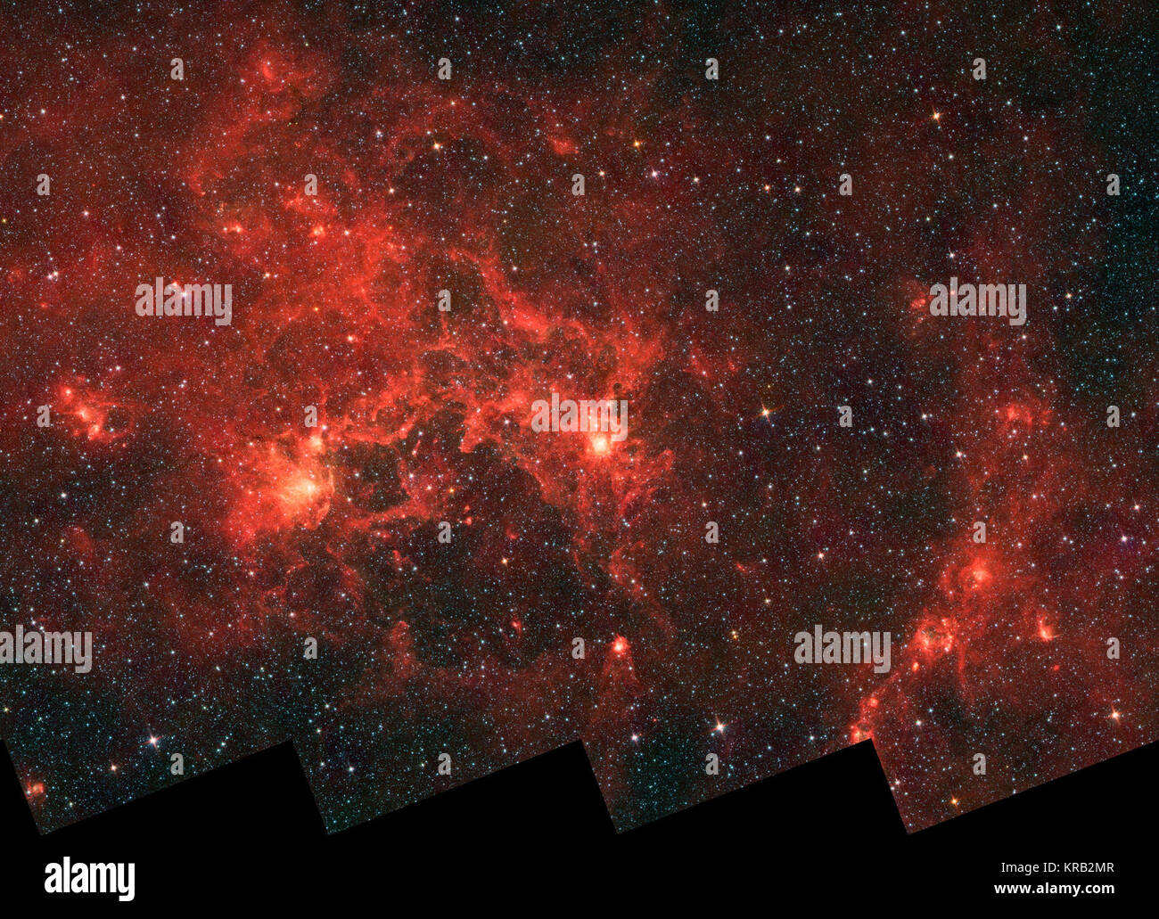 Esta imagen infrarroja del Telescopio Espacial Spitzer de la NASA muestra  la nebulosa Apodado 'el Dragonfish." Esta región turbulenta, repleto de  estrellas, es el hogar de algunas de las más luminosas estrellas