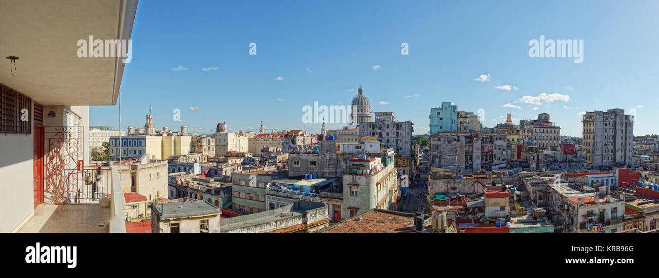 Vista panorámica de la zona central de La Habana, Cuba Foto de stock