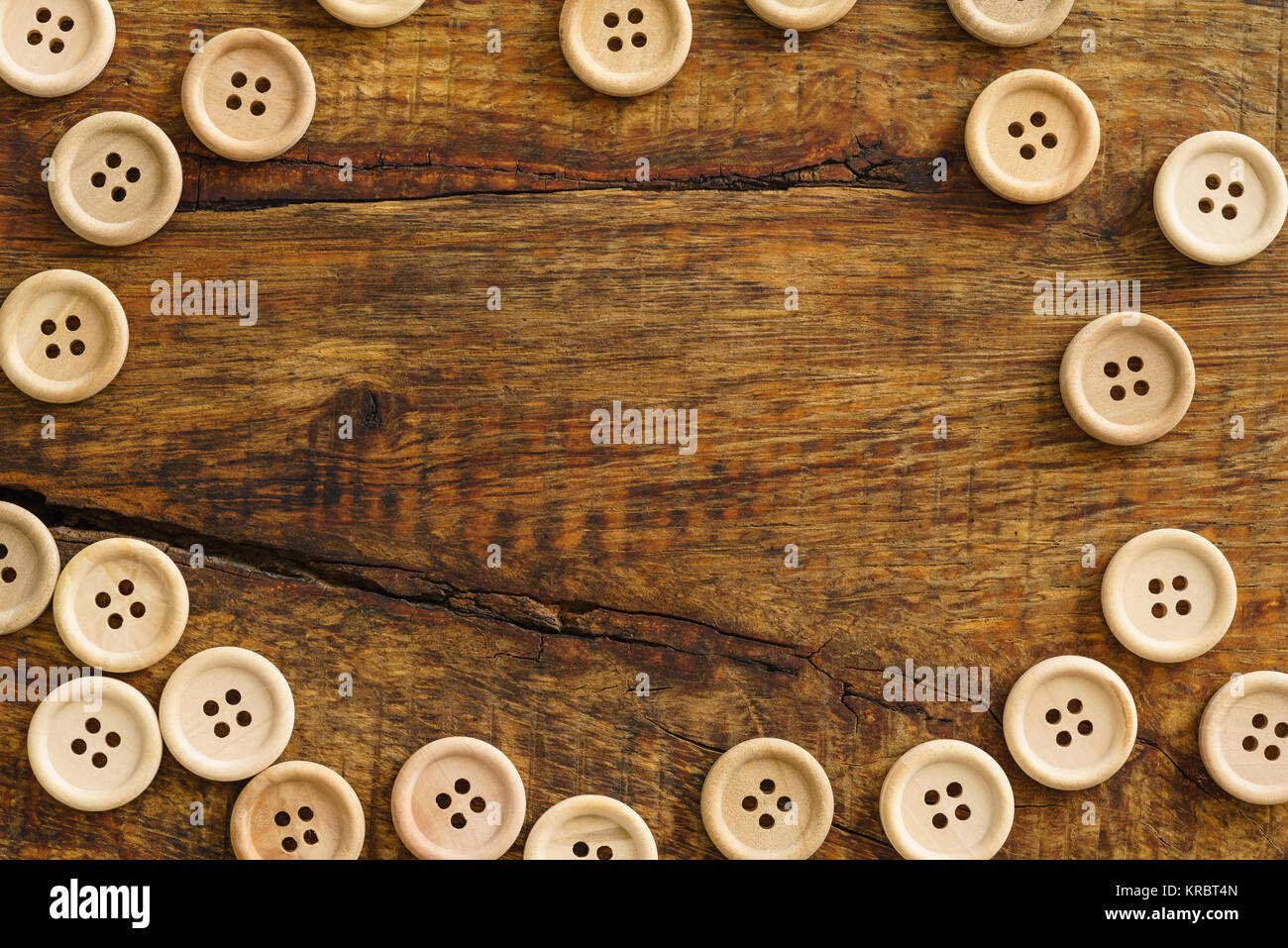Colección de botones de madera Foto de stock