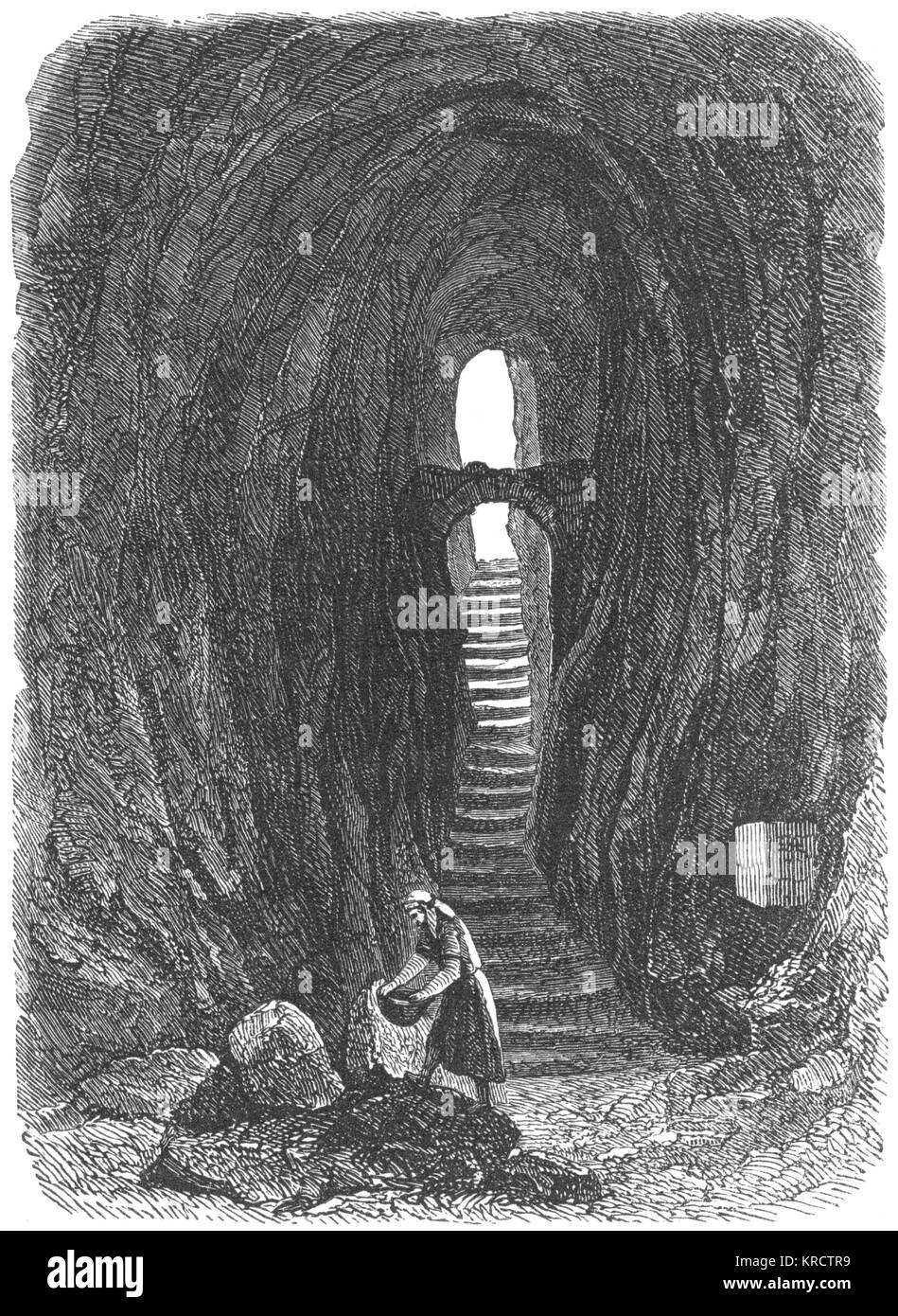 La luz al final del túnel". Fecha: 1853 Foto de stock