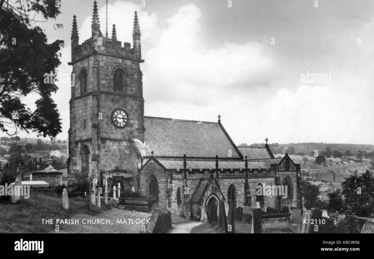 Iglesia parroquial de St Giles, Matlock, Derbyshire Foto de stock