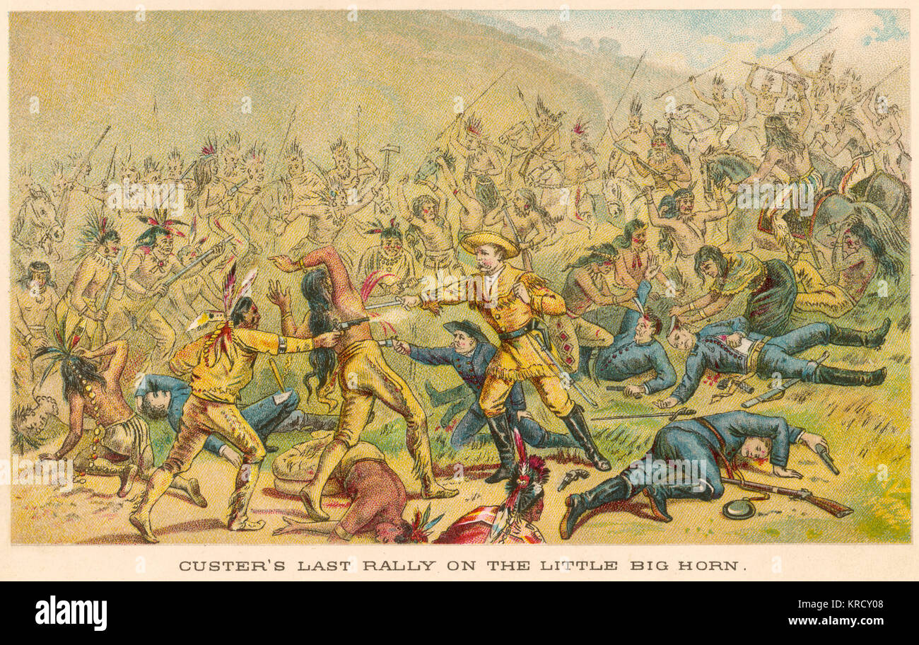 Custer, último rallye en el Little Big Horn. Fecha: 25 de junio de 1876 Foto de stock