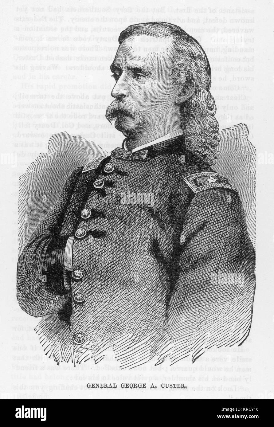Un soldado estadounidense George Custer, muerto en la batalla de Little Big Horn. Fecha: 1839-1876 Foto de stock