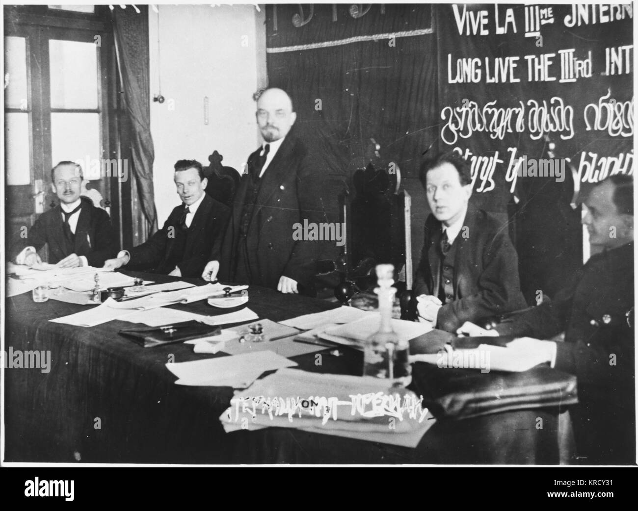 Estadista ruso Vladimir Lenin, en el tercer Congreso de la Comintern (Internacional Comunista Congreso), Moscú, Rusia. Fecha: Junio - Julio de 1921 Foto de stock