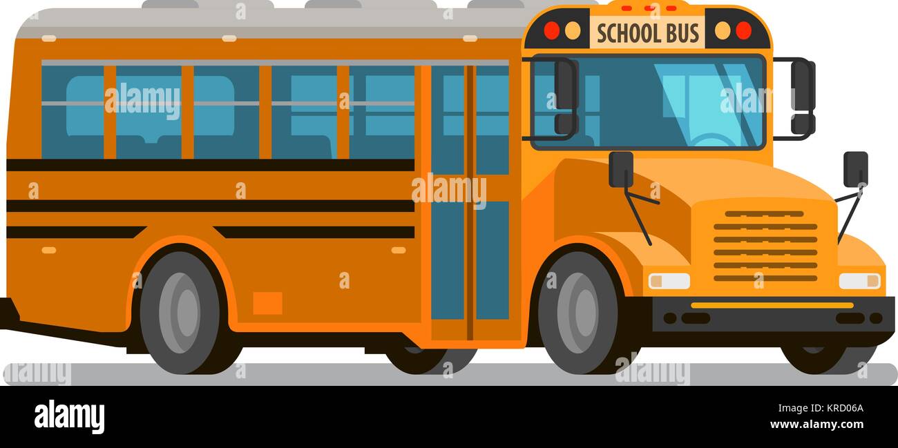 Autobús escolar. Estilo plano, ilustración vectorial Ilustración del Vector