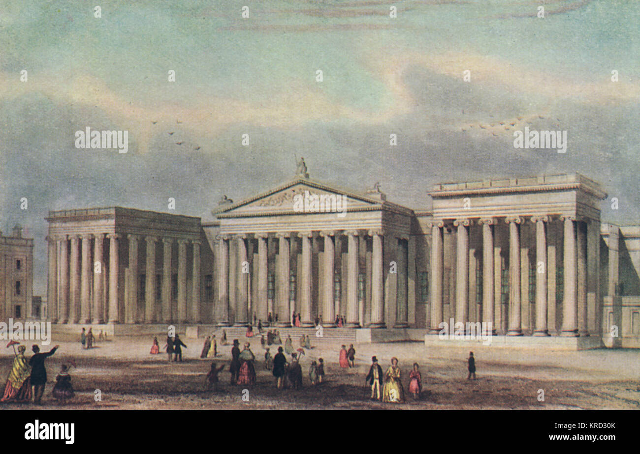 Frente al Museo Británico a mediados del siglo XIX. Fecha: c.1852 Foto de stock