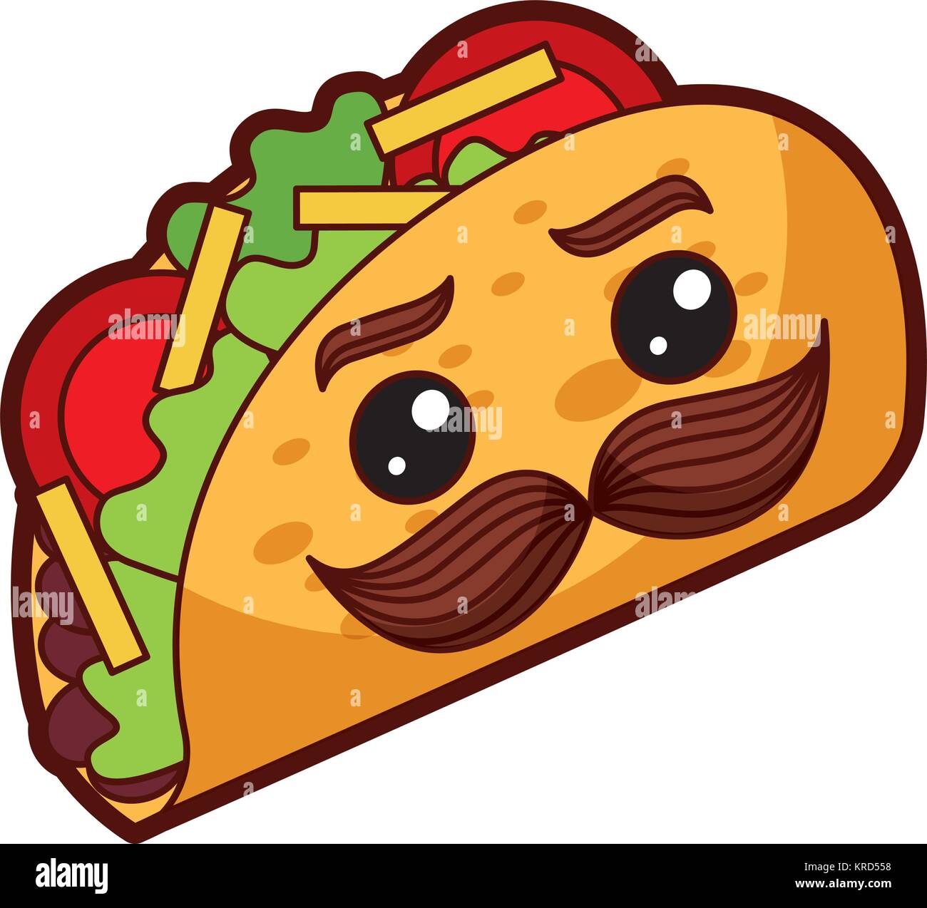 Deliciosos tacos mexicanos con bigote kawaii Imagen Vector de stock - Alamy