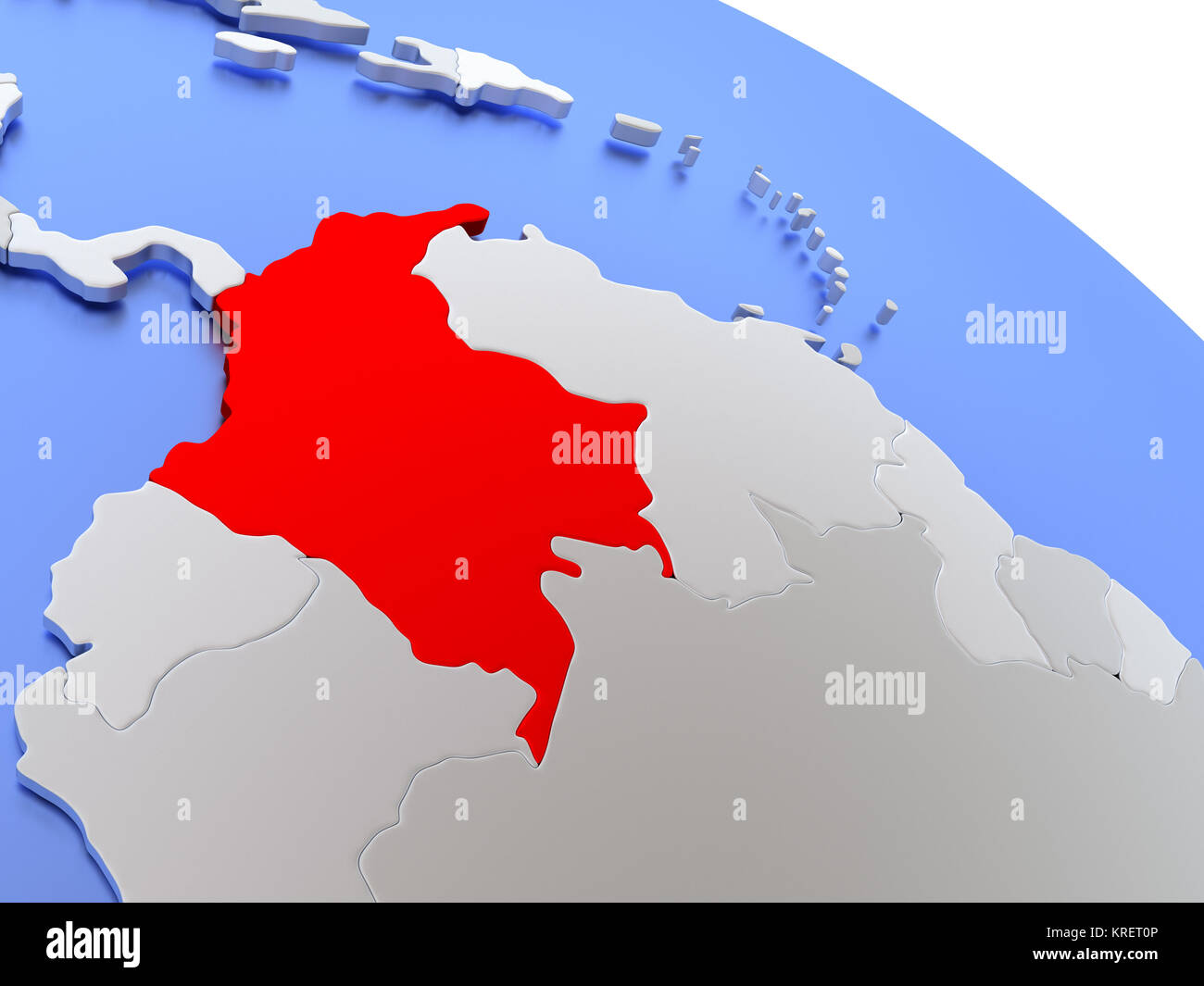 Colombia en el mapa del mundo Fotografía de stock Alamy