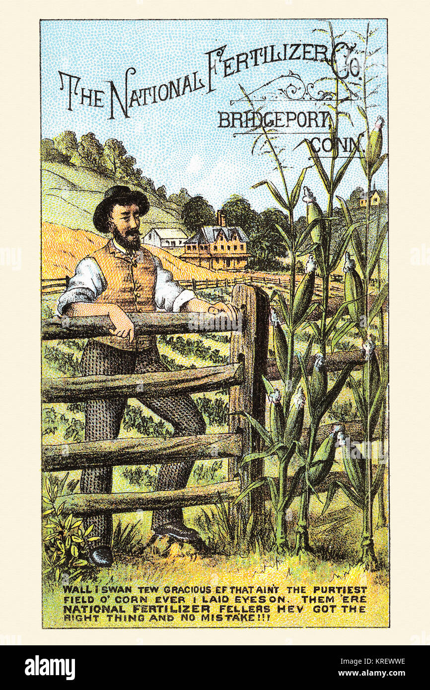 Como Se Dice Ojos En Inglés Tarjeta comercio Victoriano para una compañía de fertilizantes en  Bridgeport, Connecticut. En rotas y el argot inglés, el título dice, ''Muro  I swan tew graciosa ef que aint el campo purtiest o'maíz