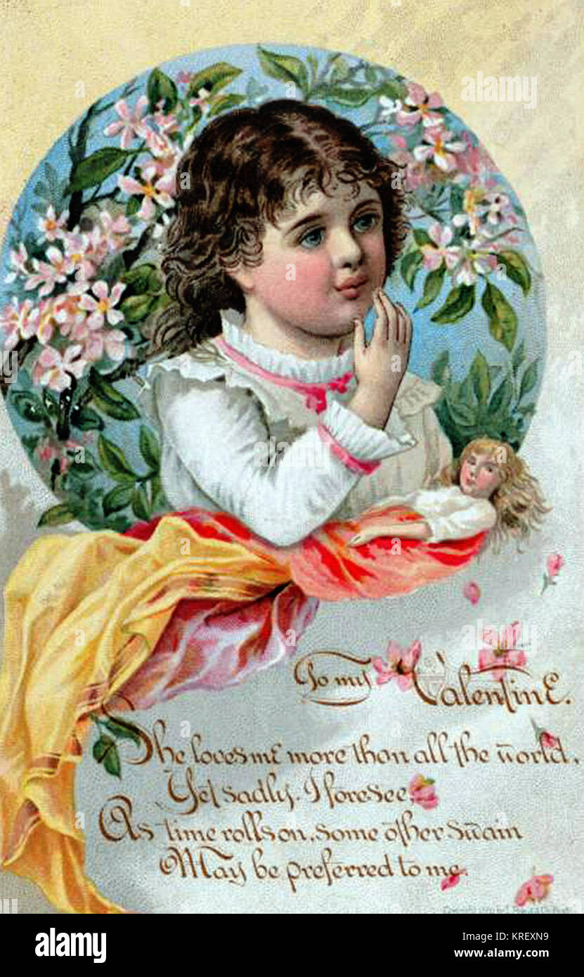 Victorian Tarjeta de San Valentín 1880 Foto de stock