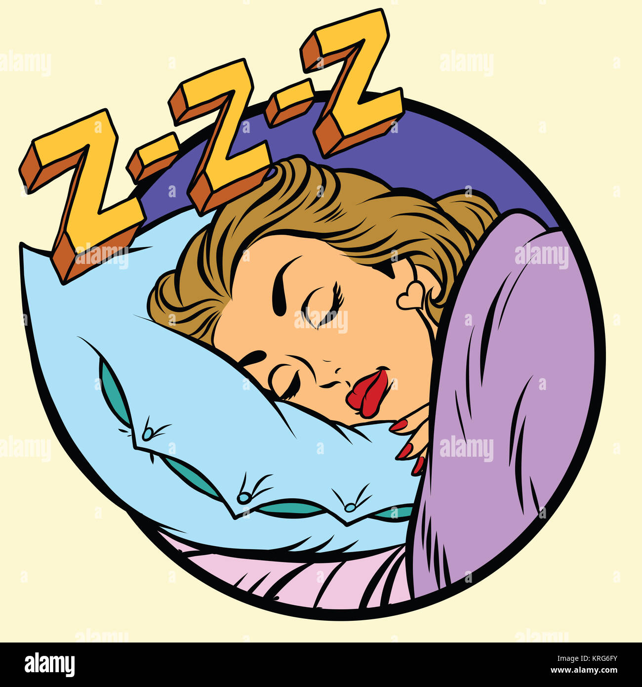 Comic girl durmiendo en cama Fotografía de stock - Alamy