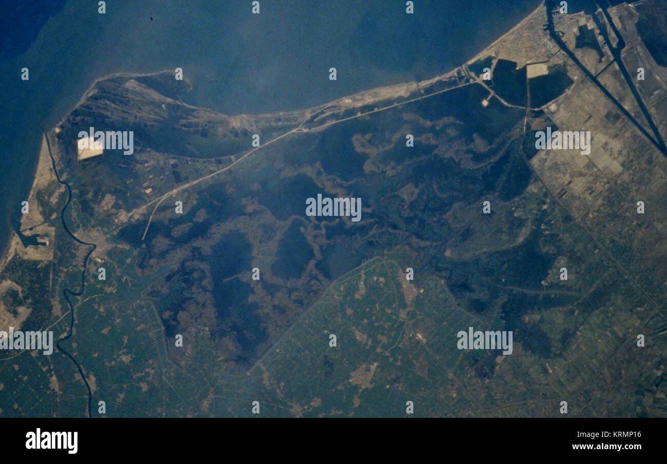 El Lago Manzala, imagen del transbordador espacial - Crop Foto de stock