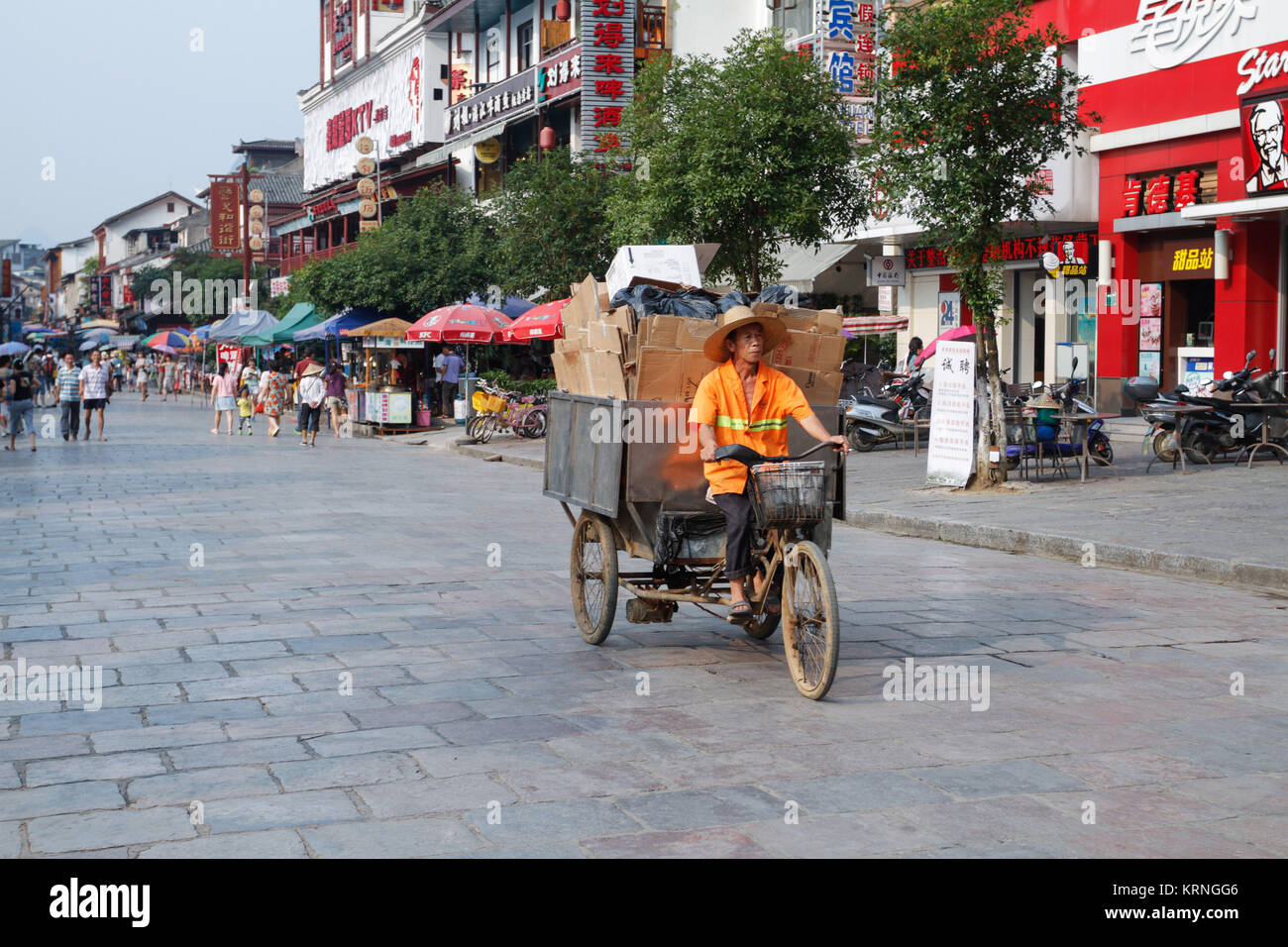 Pedicap en West Street en Guilin, China. Foto de stock