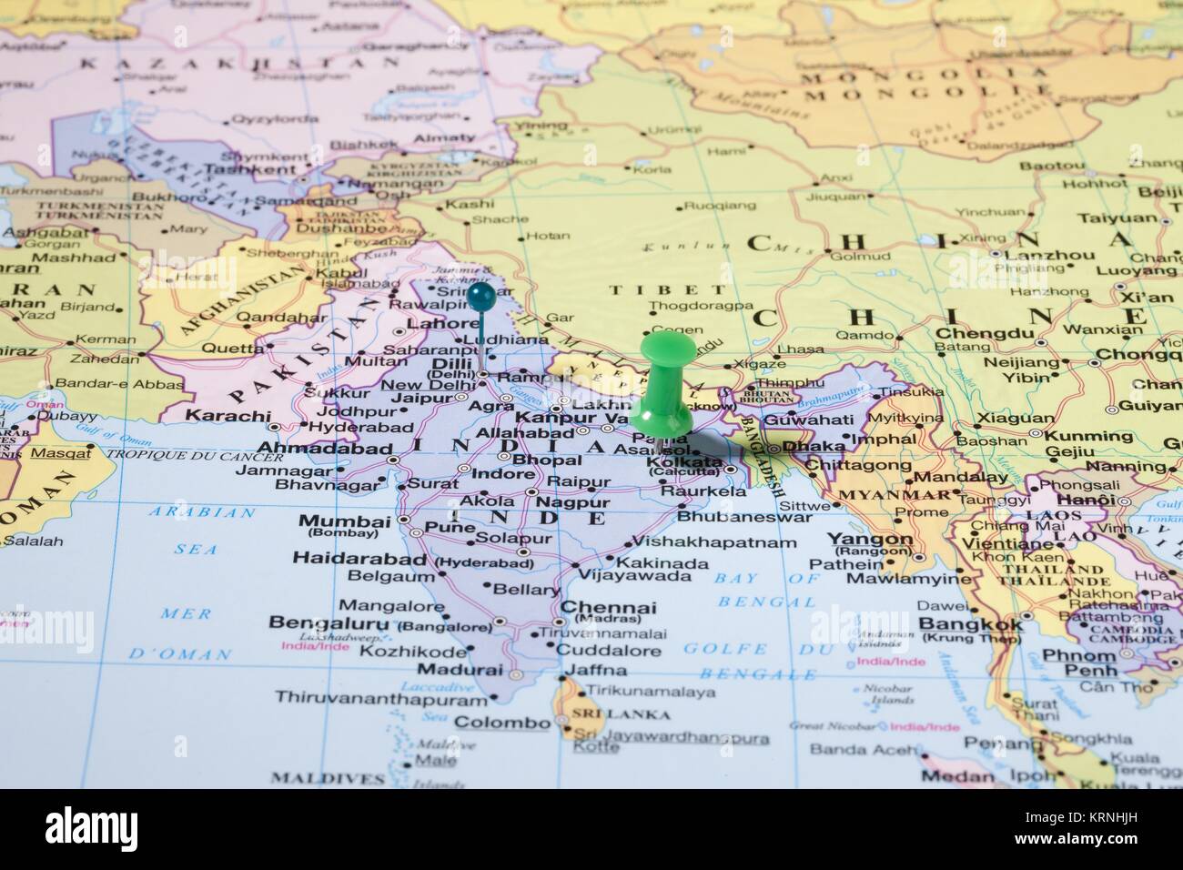 Mapa de Viaje con chinchetas Fotografía de stock - Alamy