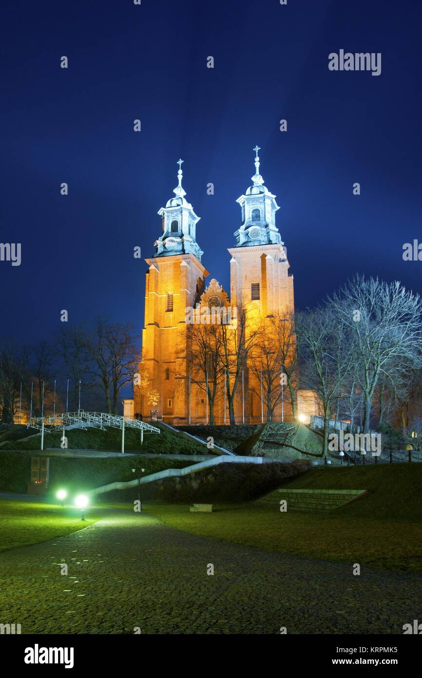 Royal Gniezno Catedral en Gniezno, histórico y Ciudad Real en mayor