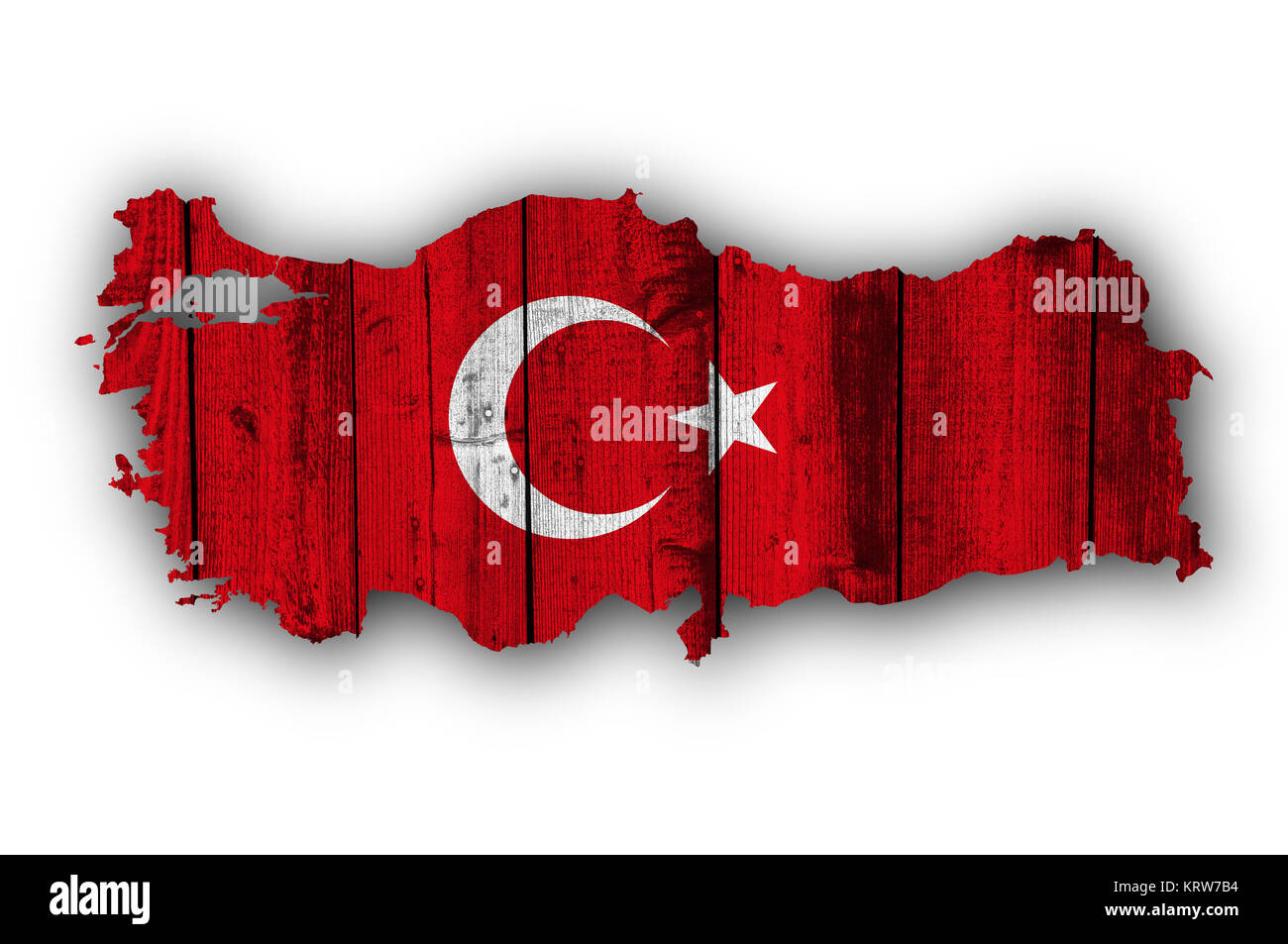 Karte und Fahne der Türkei auf verwittertem Holz Foto de stock