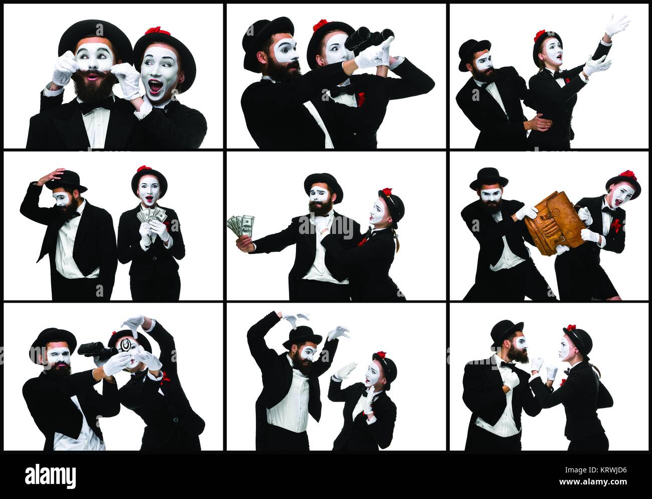 Dos Memes Como Hombre Y Mujer De Negocios Sobre Fondo Blanco Fotografia De Stock Alamy
