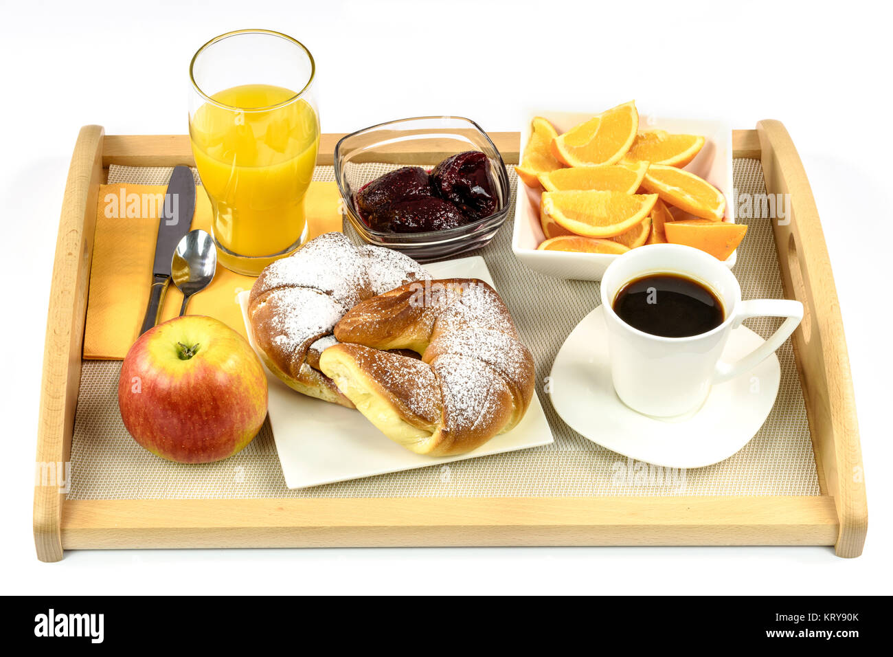 Bandeja de desayuno del hotel Fotografía de stock - Alamy