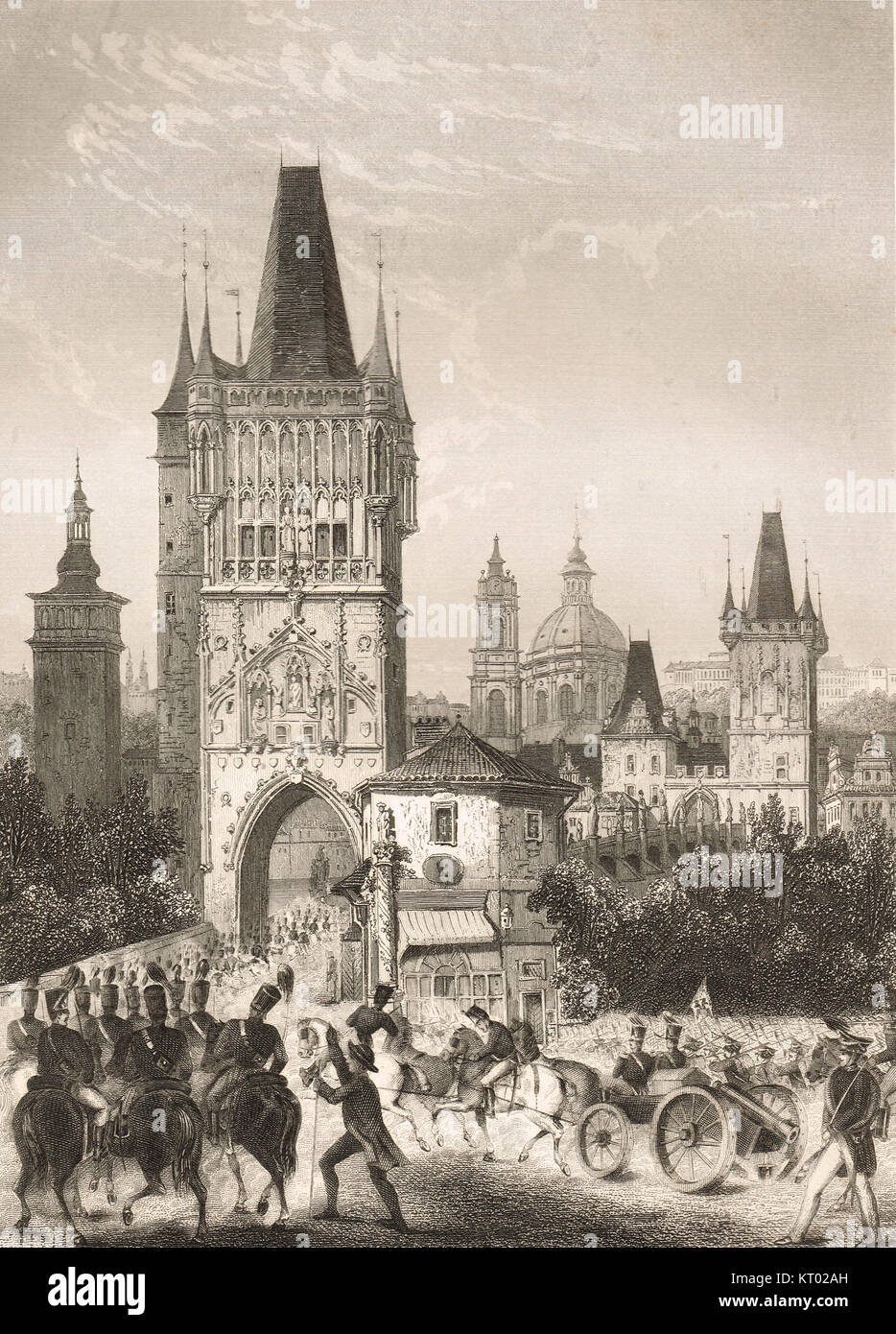 Praga ocupada por las tropas aliadas, Guerras Napoleónicas, 1813 Foto de stock