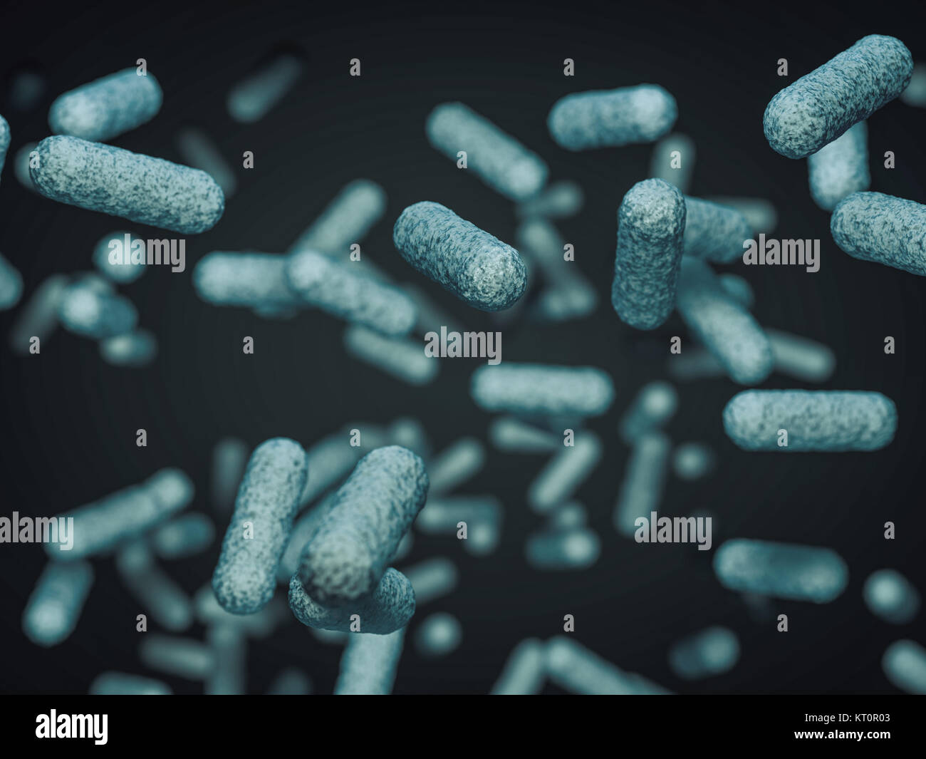 Cerca de bacterias microscópicas. 3D rendering Foto de stock