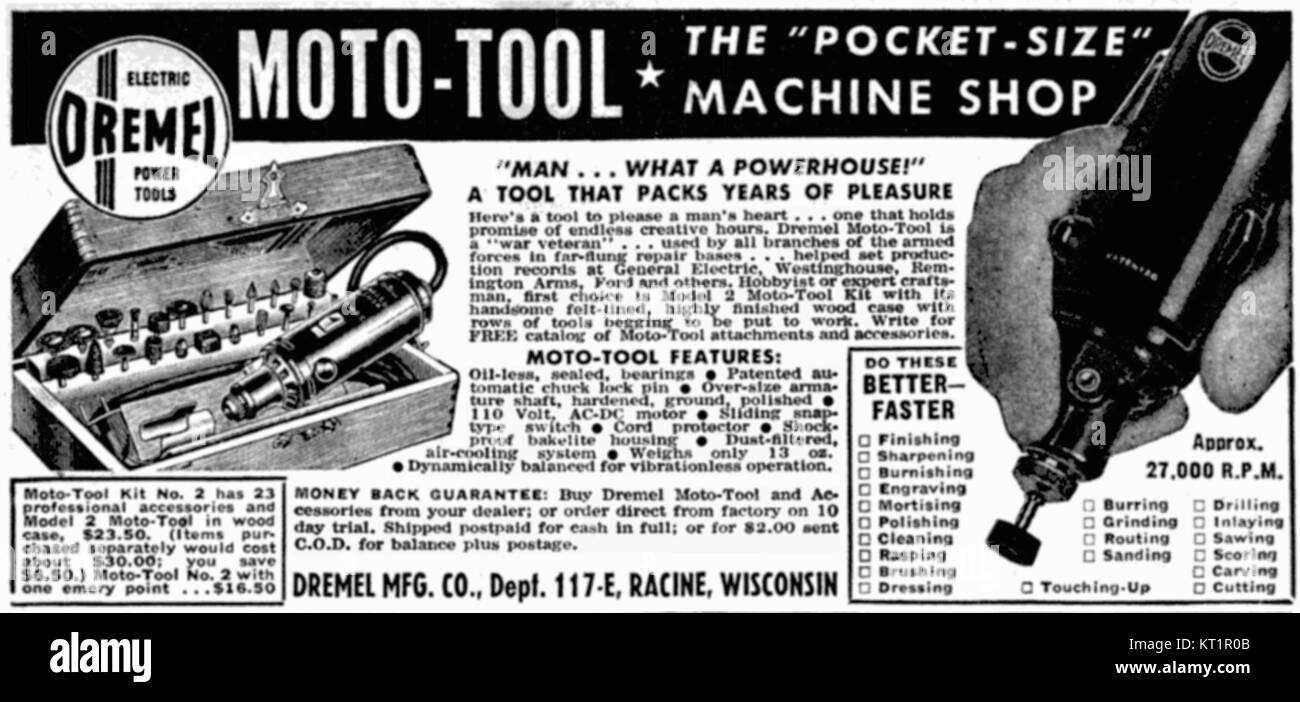 Dremel Moto-Tool anuncio, 1947 Fotografía de stock - Alamy