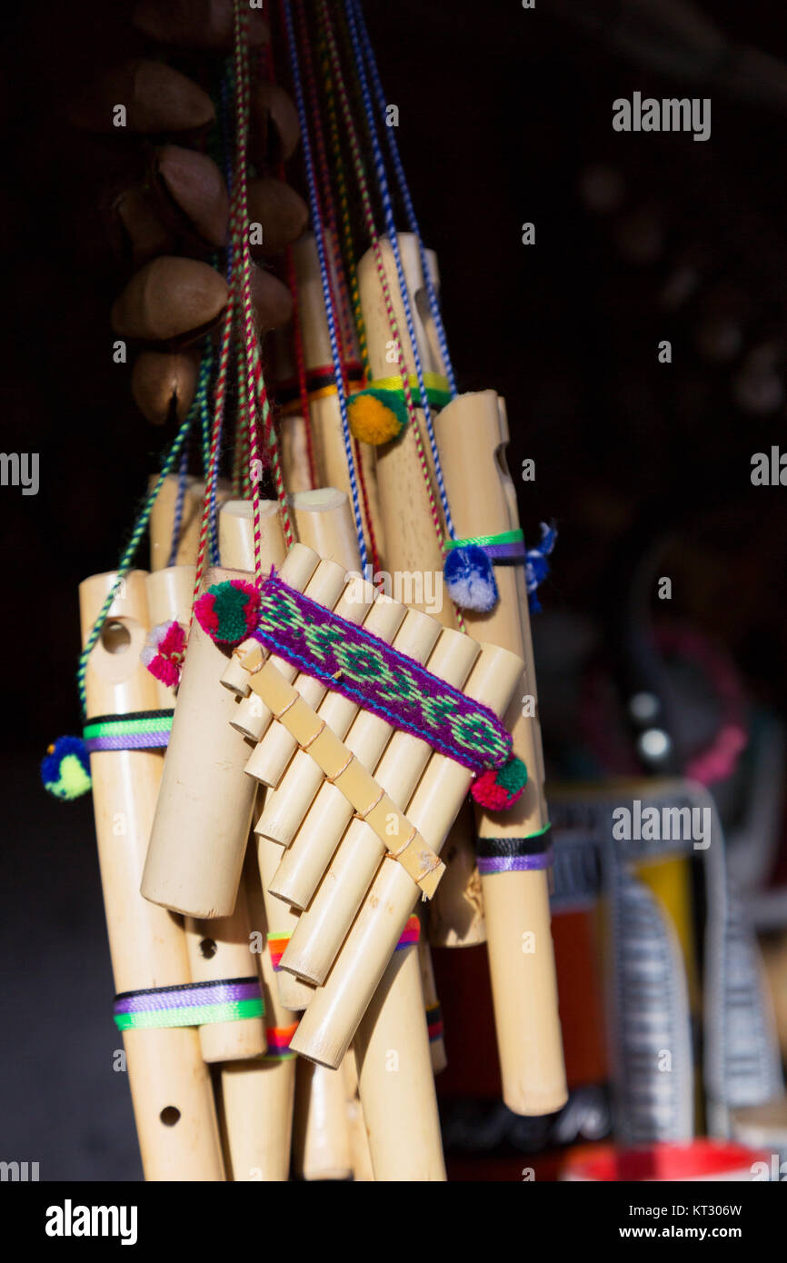 Panpipes o flauta de pan, instrumento musical tradicional sudamericana
