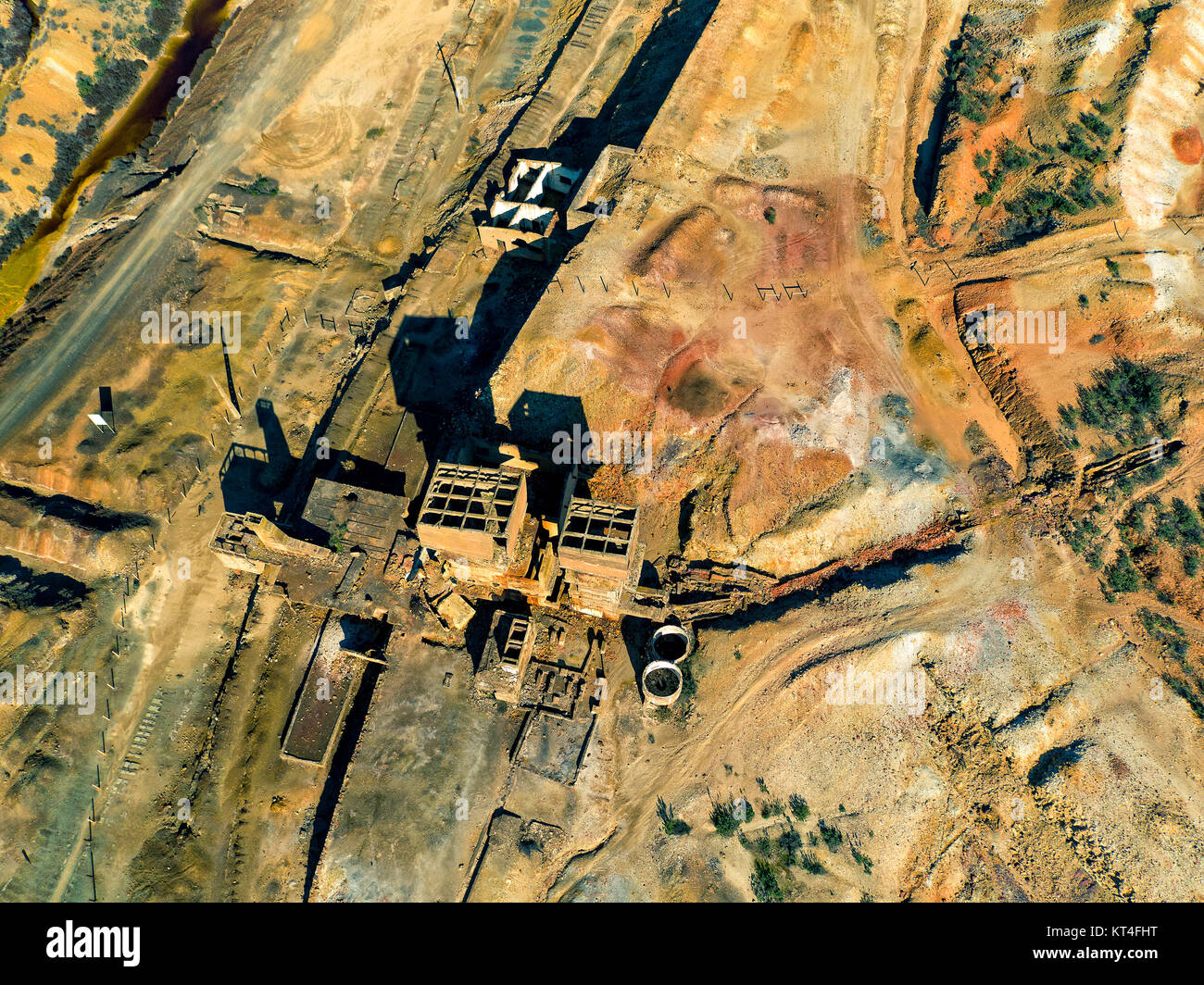 Abandonada la extracción de cobre antigua mina de Sao Domingos Foto de stock