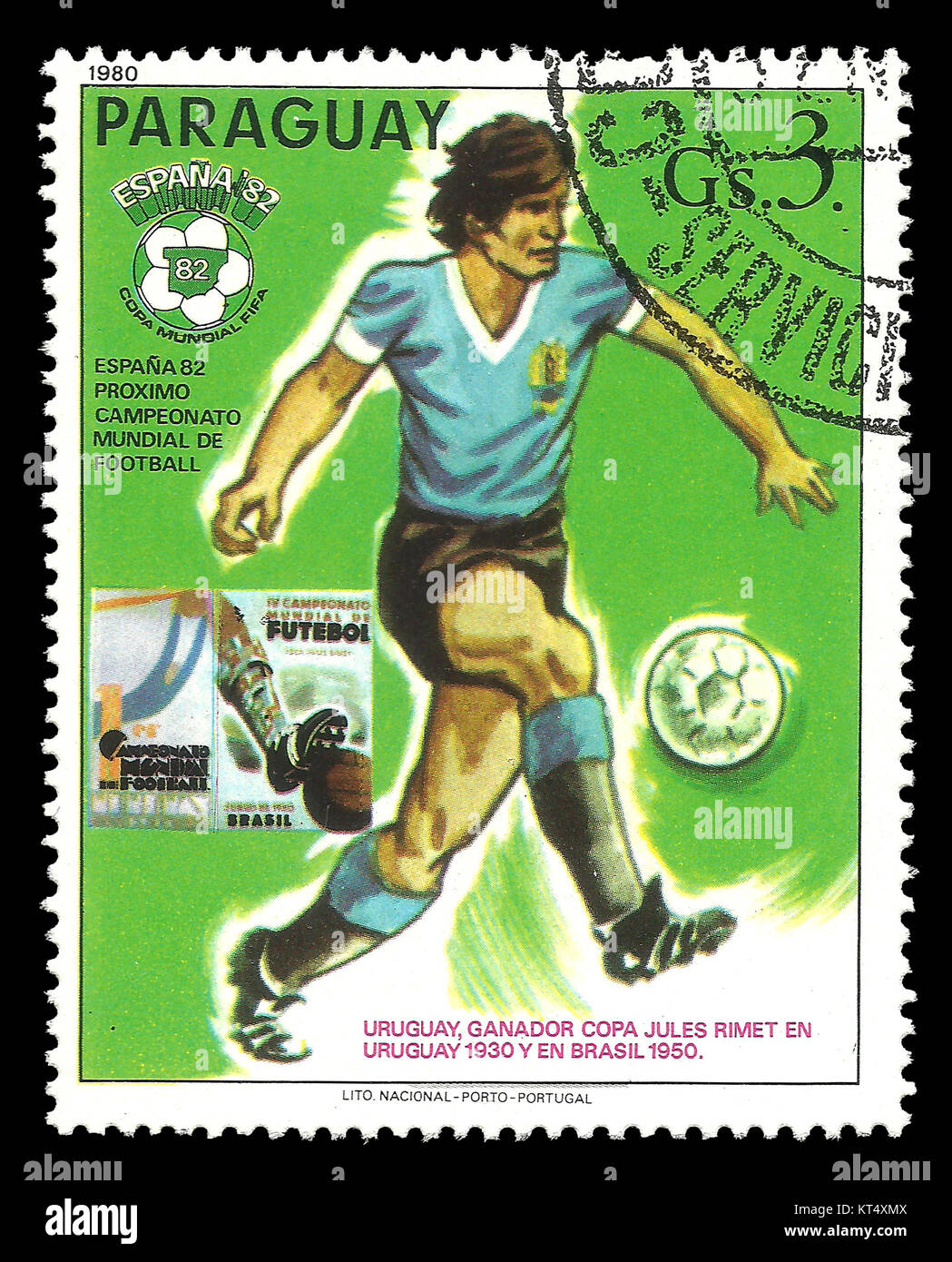 Paraguay circa 1980 Sello sobre el tema de España, Mundial de Fútbol