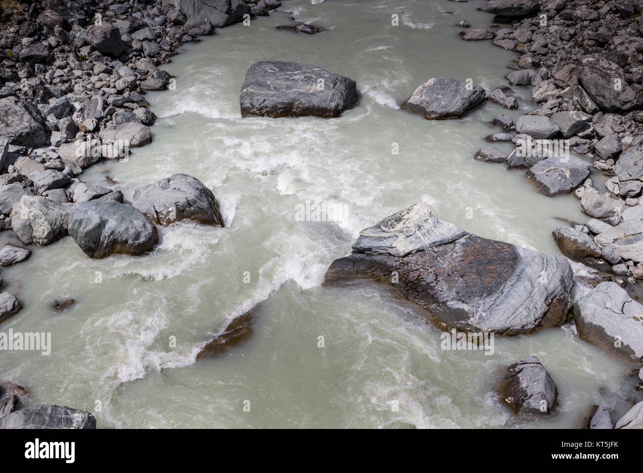 Hooker desde Aoraki Parque Nacional Río en Nueva Zelanda Foto de stock